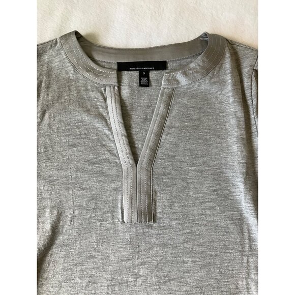 White House Black Market size Small Pleated sleeve tee, grey - Picture 5 of 6